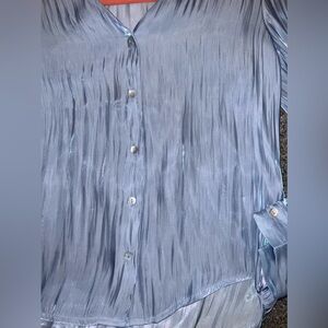 Blue Satin Button up